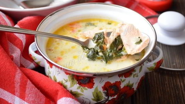 сырный суп с семгой