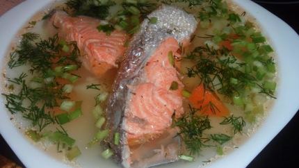 Уха с семгой