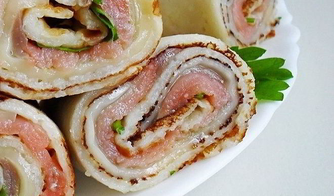 Блинчики с форелью