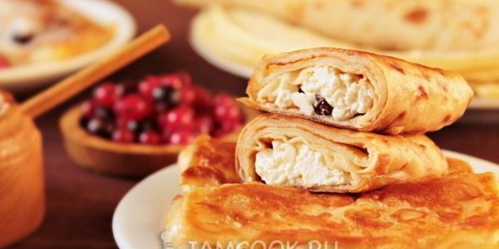 Рецепт блинчиков с творогом и изюмом