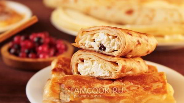 блинчики с творогом и изюмом