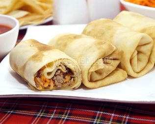 Блины с фаршем и морковью по-корейски