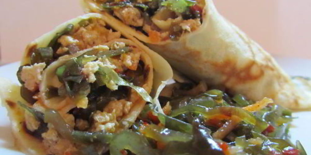 Рецепт блинов с мясом и морской капустой