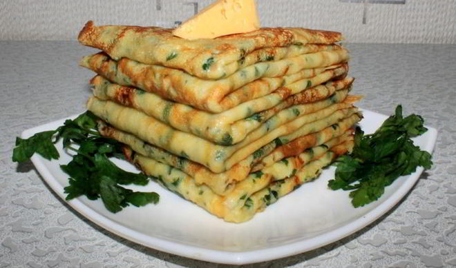 Сырные блинчики с петрушкой