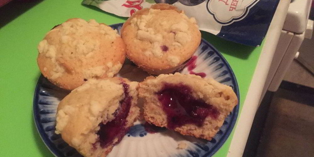 Рецепт кексиков с черничным джемом