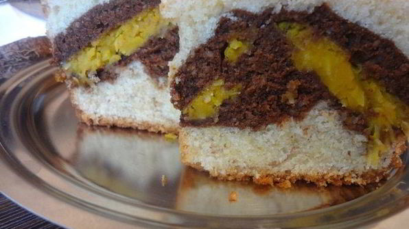 орехово-шоколадный кекс с тыквенно-кокосовой прослойкой