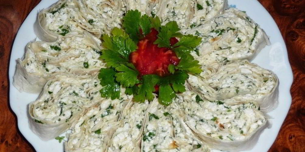 Рецепт лаваша с начинкой из творога и зелени