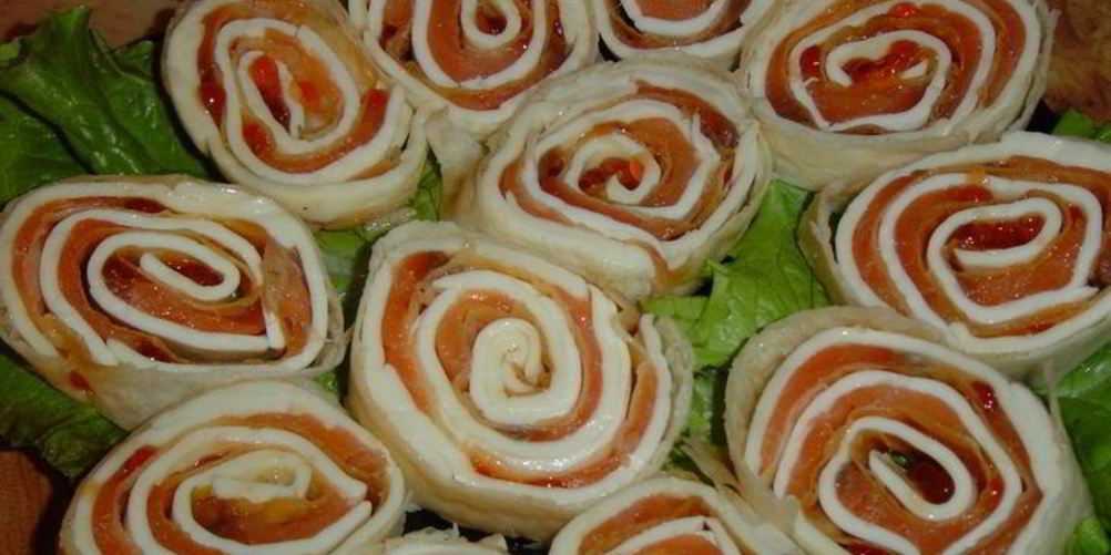 Рецепт рулетов из лаваша с икрой