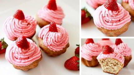 Банановые маффины с клубникой