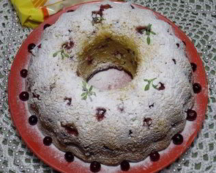 Творожный манник с клюквой