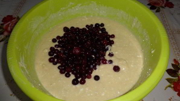 творожный манник с клюквой