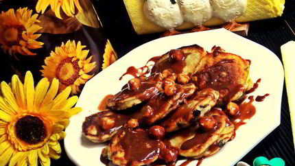 Оладьи с черникой и шоколадом