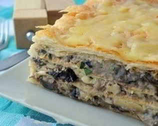 Горячий пирог Наполеон с картофельно-грибным кремом