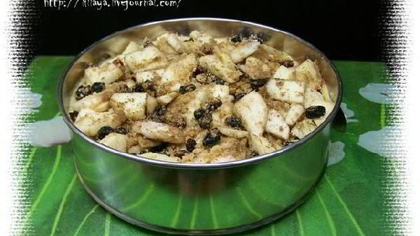 яблочный пирог с миндалем, клюквой и изюмом