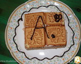 Творожное пирожное на печенье