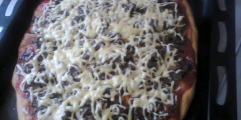 Рецепт пиццы с грибами и с гусиным фаршем