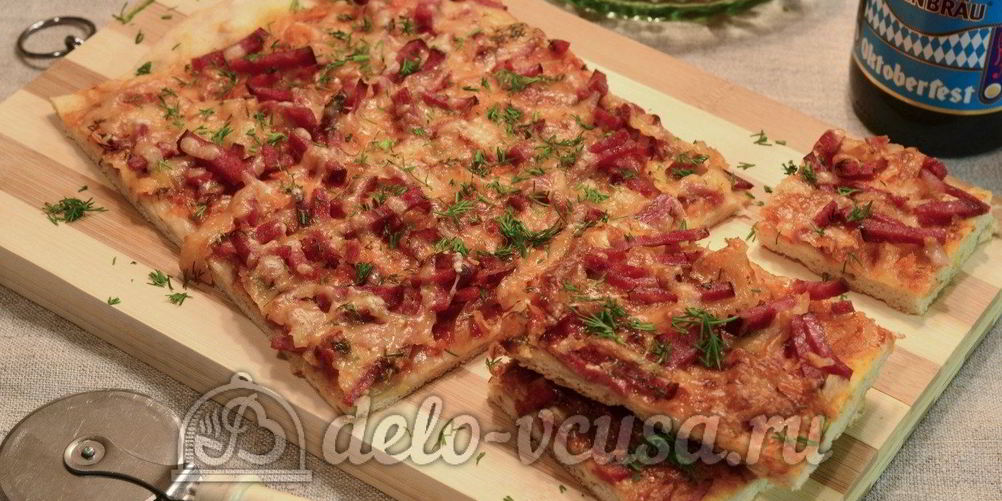 Рецепт пиццы с колбасой