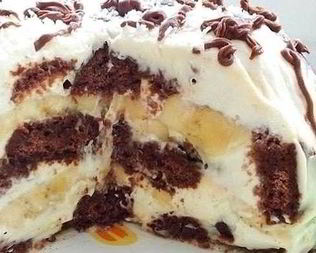 Сметанник с бананами из пряников без запекания