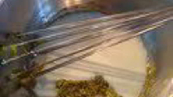 шарлотка с запеченным ревенем, баварским фисташковым кремом и клубникой