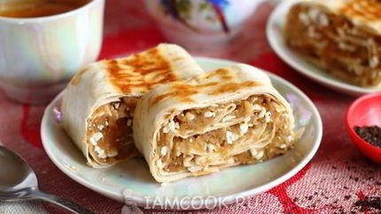 Ленивый штрудель из лаваша с яблоками