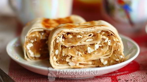 ленивый штрудель из лаваша с яблоками