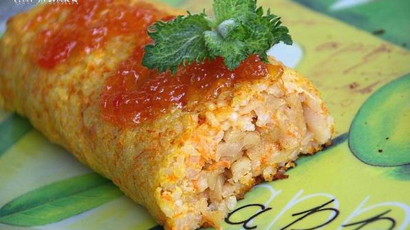 рисовый штрудель с томатно-яблочным джемом