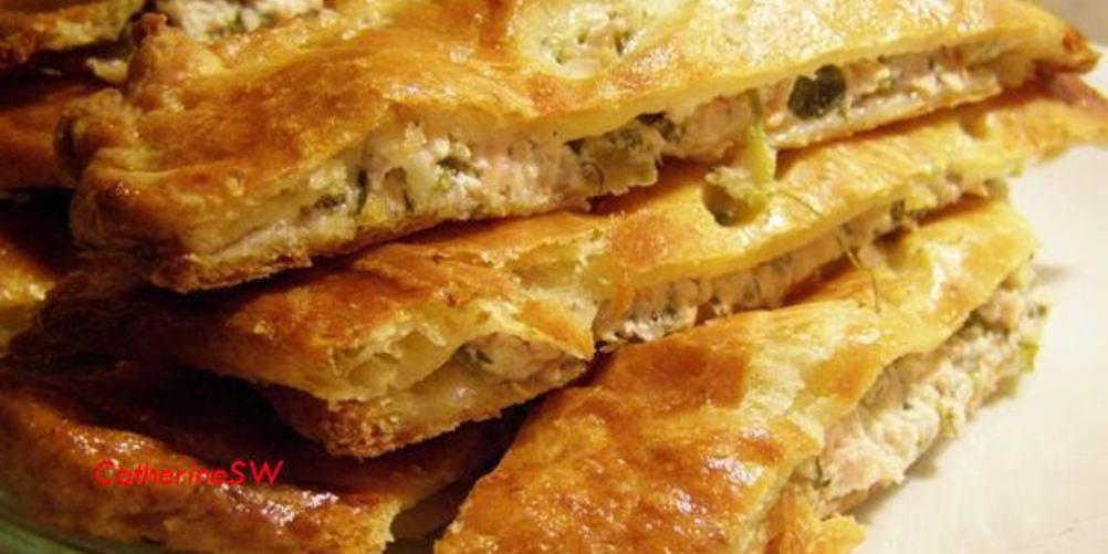 Рецепт штруделя из творожного теста с лососем