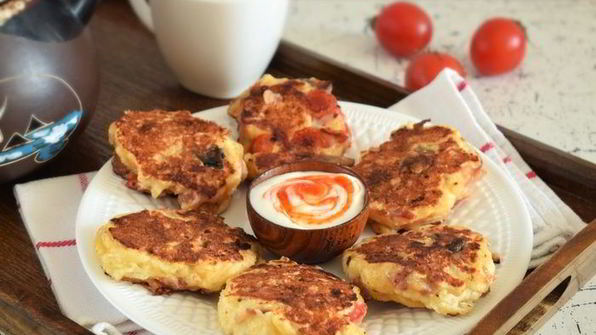 сырники с беконом и грибами