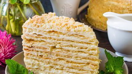 Домашний Наполеон с кремом пломбир