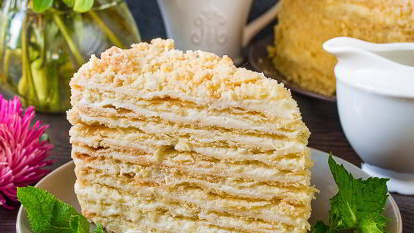 домашний наполеон с кремом пломбир