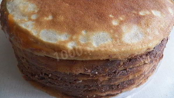 шоколадный блинный торт с творожным кремом