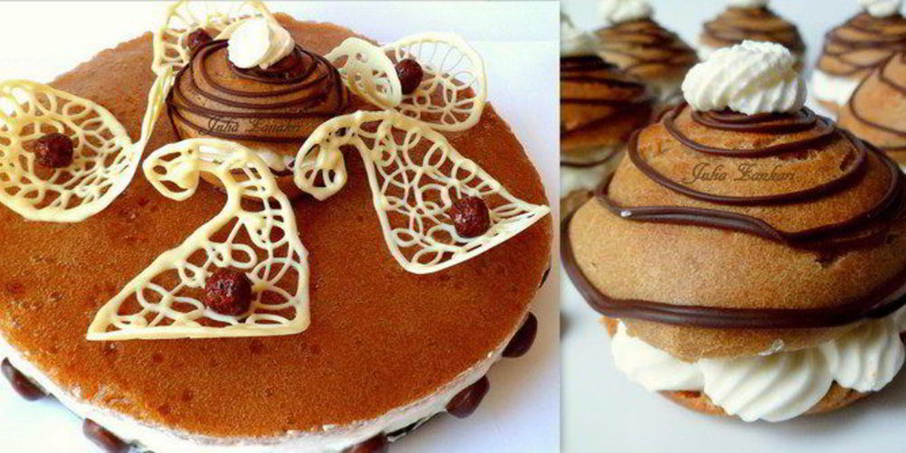 Рецепт мини-торта из мокко-профитролей со сливочным кремом, кофейным муссом и белым шоколадом