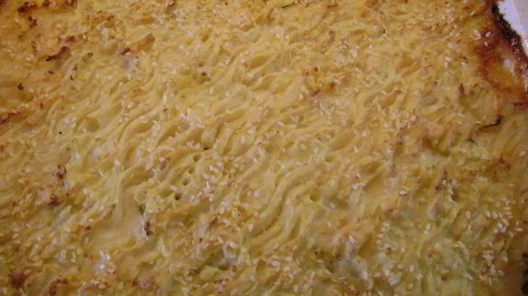 слоеная запеканка с мясом и сыром