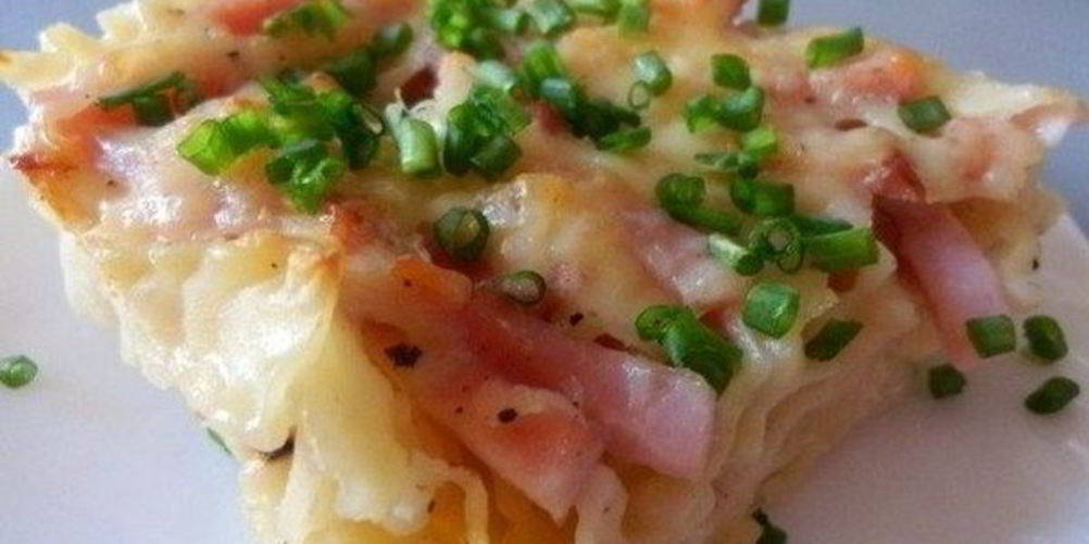 Рецепт сытной запеканки из макарон с карбонадом