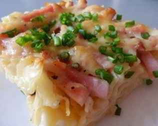 Сытная запеканка из макарон с карбонадом