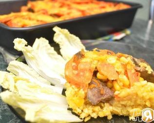 Запеканка с печенью и бурым рисом