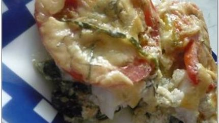 Запеканка с рыбой и шпинатом