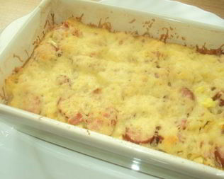 Запеканка с сосисками