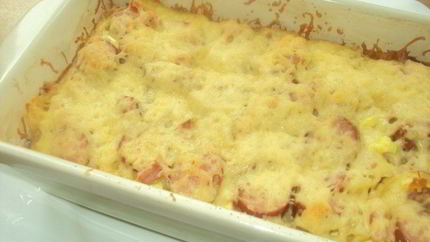 Запеканка с сосисками