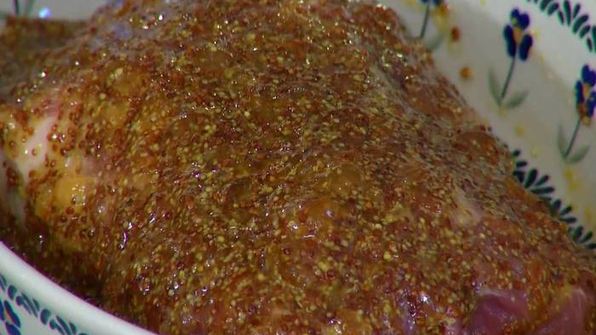 свинина, запеченная в апельсиновом джеме с горчицей