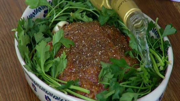 свинина, запеченная в апельсиновом джеме с горчицей