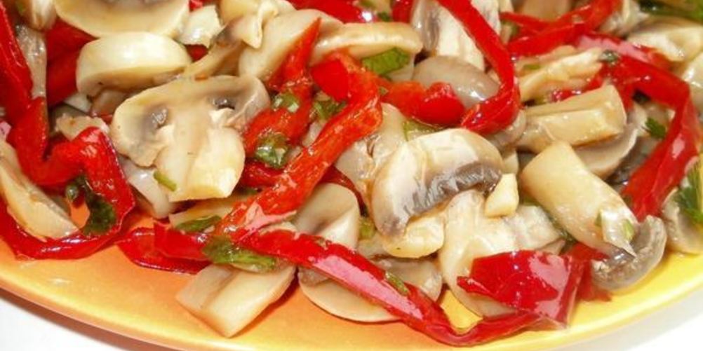 Рецепт маринованных шампиньонов со сладким перцем