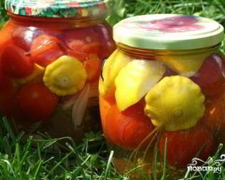Патиссоны, маринованные с помидорами
