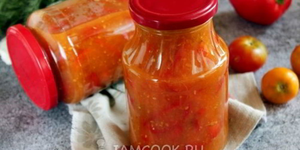 Рецепт сладкого перца в помидорах без масла на зиму