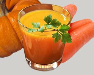 Тыквенный сок на зиму с курагой и морковью