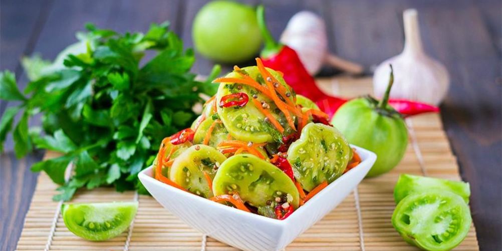 Рецепт зеленых помидоров по-корейски на зиму