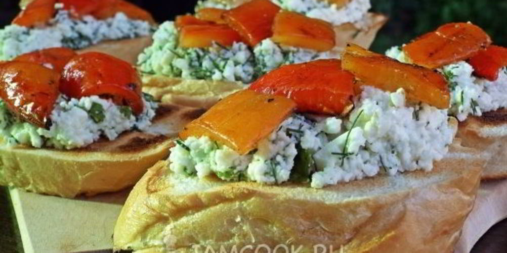 Рецепт брускетты-гриля с запеченным перцем