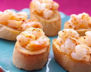 Брускетта с креветками