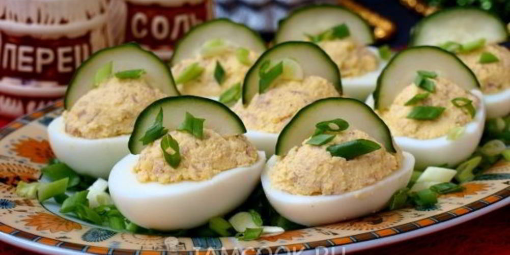 Рецепт яиц, фаршированных печенью трески