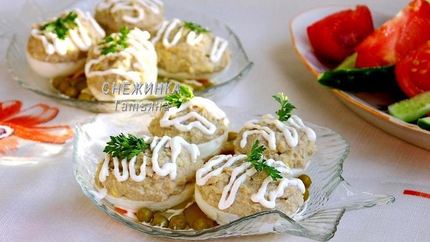 Яйца, фаршированные рубленой сельдью